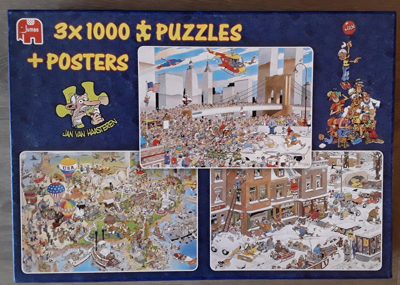 Jan van Haasteren puzzels, 3x1000 stukjes, Ophalen of Verzenden, 500 t/m 1500 stukjes, Zo goed als nieuw