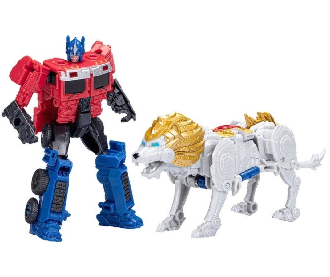 Transformers Optimus Prime en Leeuw Speelgoedset, Ophalen of Verzenden, Zo goed als nieuw