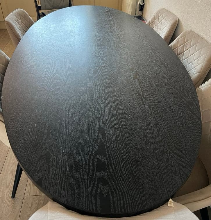 Ovale eettafel zwart - Gebruikt, Ophalen, Gebruikt, 200 cm of meer, 50 tot 100 cm