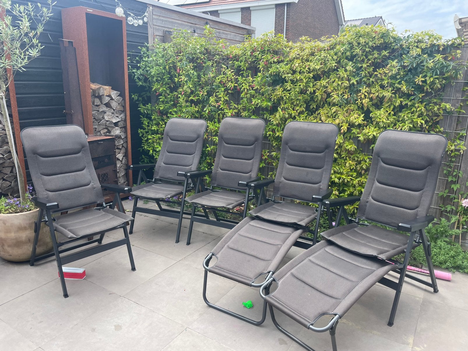 Redwood sequoia comfort campingstoelen 5 stuks, 2 voetenbank, Ophalen, Zo goed als nieuw, Campingstoel