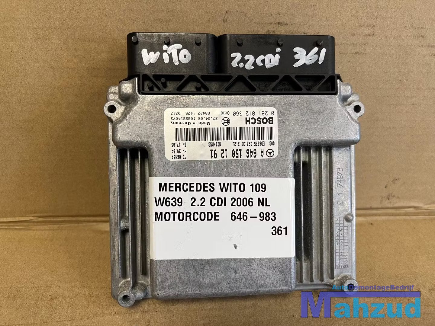 Mercedes vito W639 2.2 cdi ECU A6461501291, Gebruikt, Mercedes-Benz AG, Mercedes-Benz, Ophalen of Verzenden