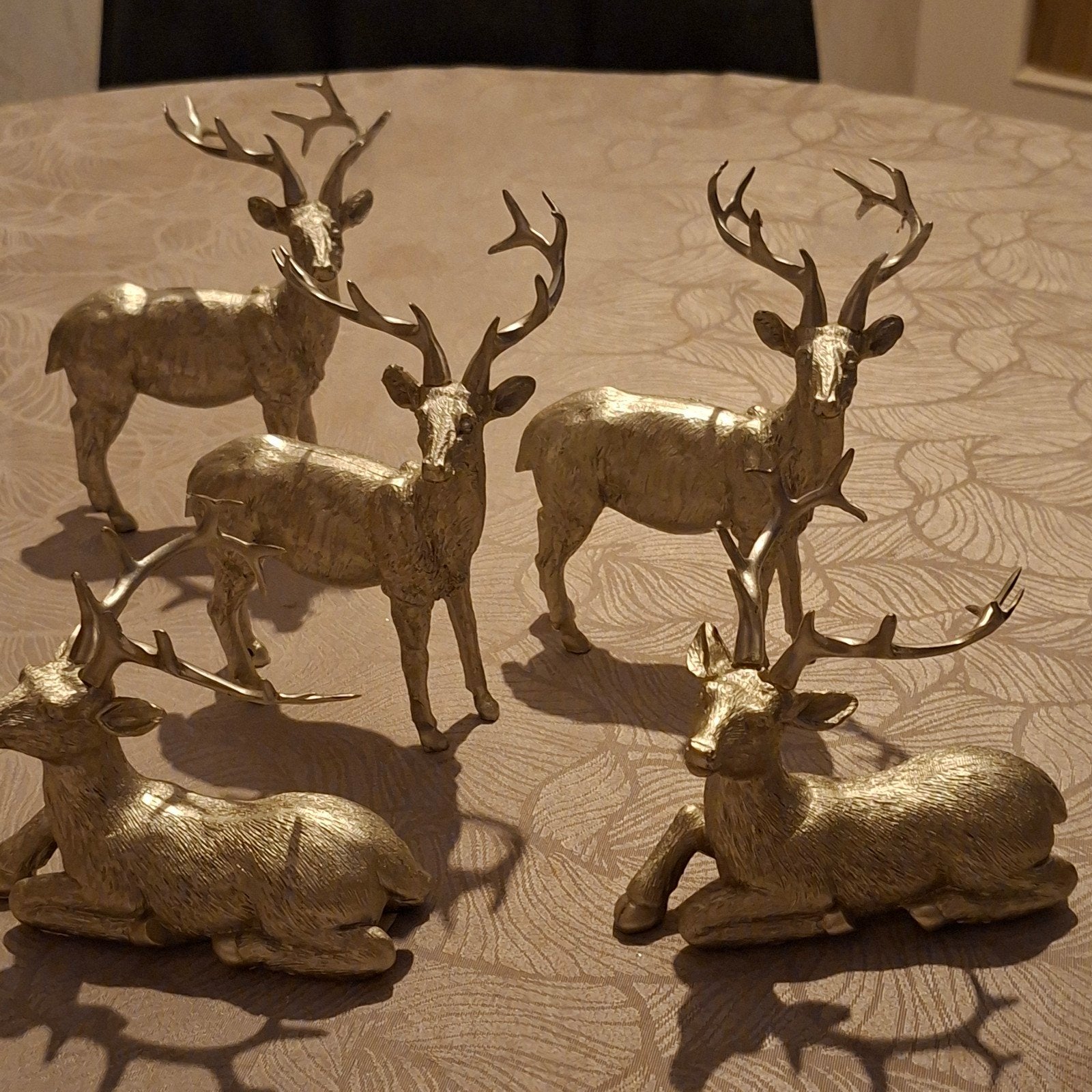 Set van 5 zilverkleurige Herten Decoratie - Kerst/Woondecor, Diversen, Ophalen of Verzenden, Zo goed als nieuw