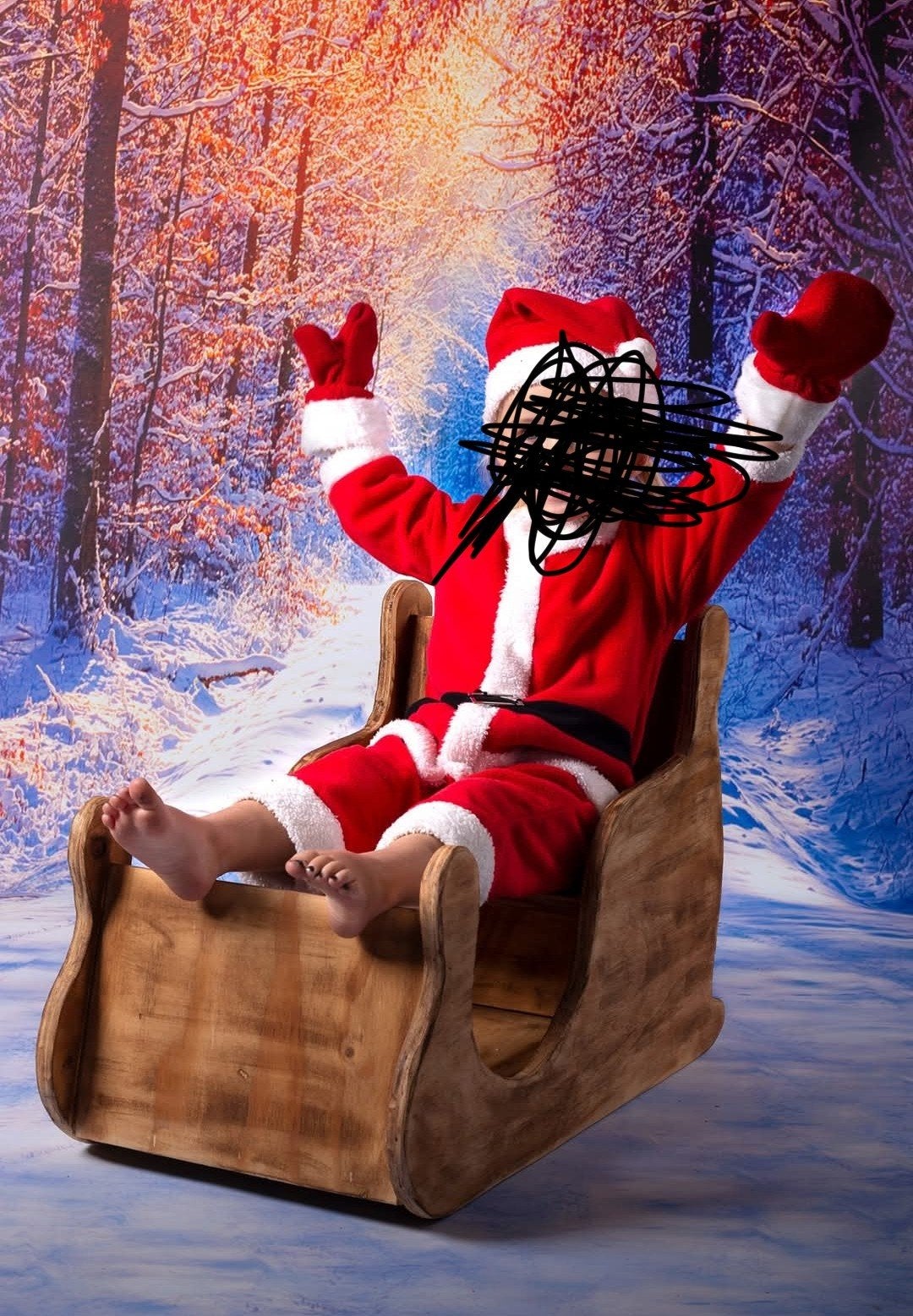 Kerst foto achtergrond met slee en kerstpakje, Ophalen, Achtergrond