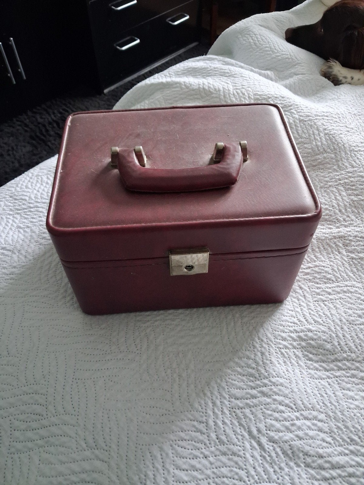 Gratis :Vintage Rode Make-up Koffer met Spiegel en Slot, Ophalen, Gebruikt, Met slot, Hardcase