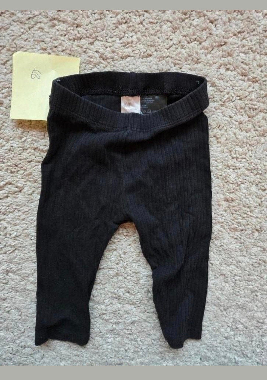 H&M Rib Katoen Broekje Maat 68 Zwart, Kinderen en Baby's, Babykleding | Maat 68, Gebruikt, Broekje, Jongetje of Meisje, H&M