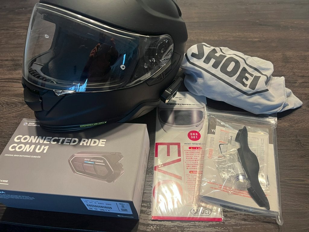 2x Shoei GT-Air 2 helm + Com U1 (zwart XL & blauw L), Ophalen, Heren, XL, Integraalhelm