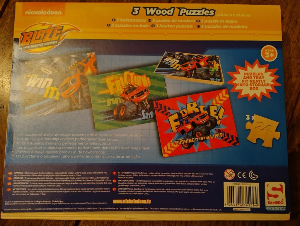 Blaze en de Monsterwielen Houten Puzzels (3 stuks), Ophalen of Verzenden, Minder dan 10 stukjes, 6 maanden tot 2 jaar