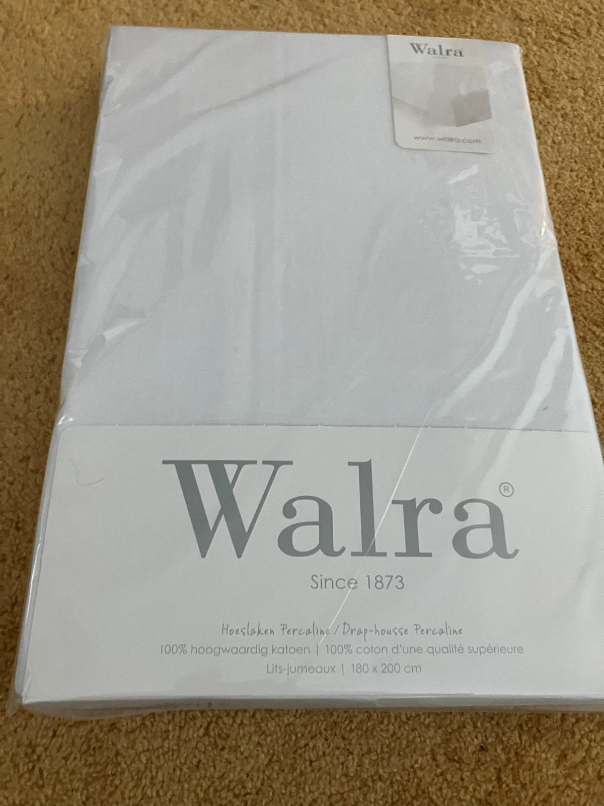 Walra Hoeslaken Percale Katoen Lits-jumeaux Wit 180x200cm, Lits-jumeaux, Katoen, Ophalen of Verzenden, Wit