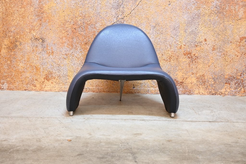 ZGANieuw! blauwe leren Leolux Sella design fauteuil