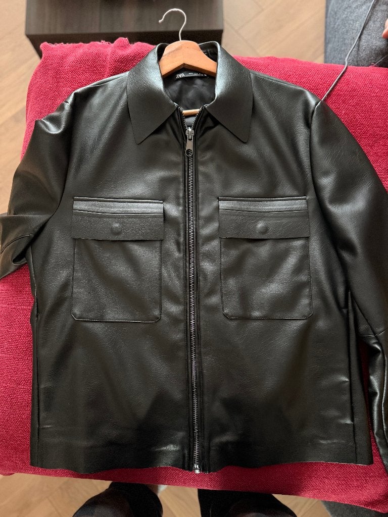 Faux Leather Jacket, Ophalen, Zara, Maat 48/50 (M), Zwart