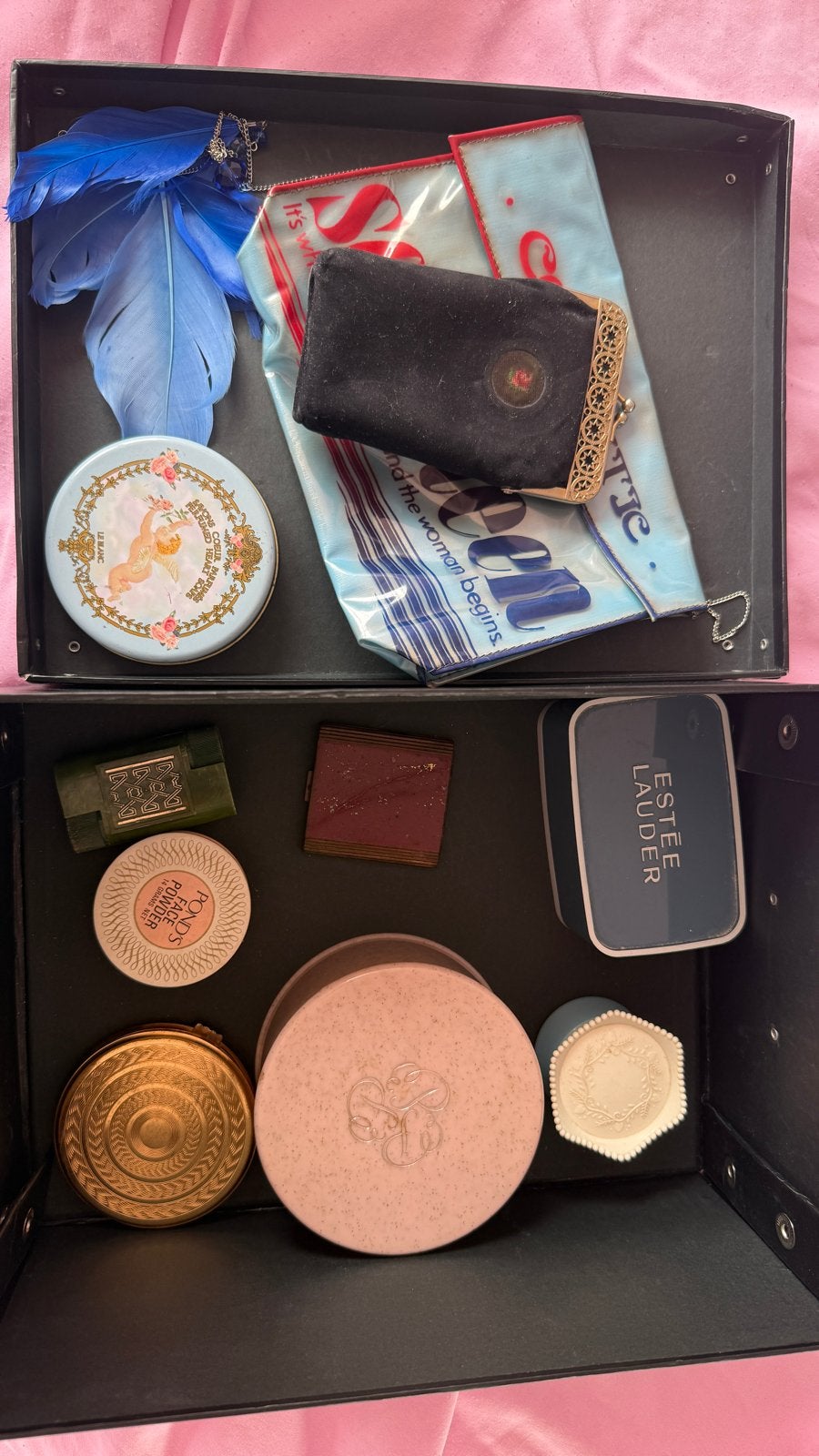 Vintage make-up en accessoires set, Sieraden, Tassen en Uiterlijk, Uiterlijk | Cosmetica en Make-up, Gebruikt, Make-up, Gehele gezicht