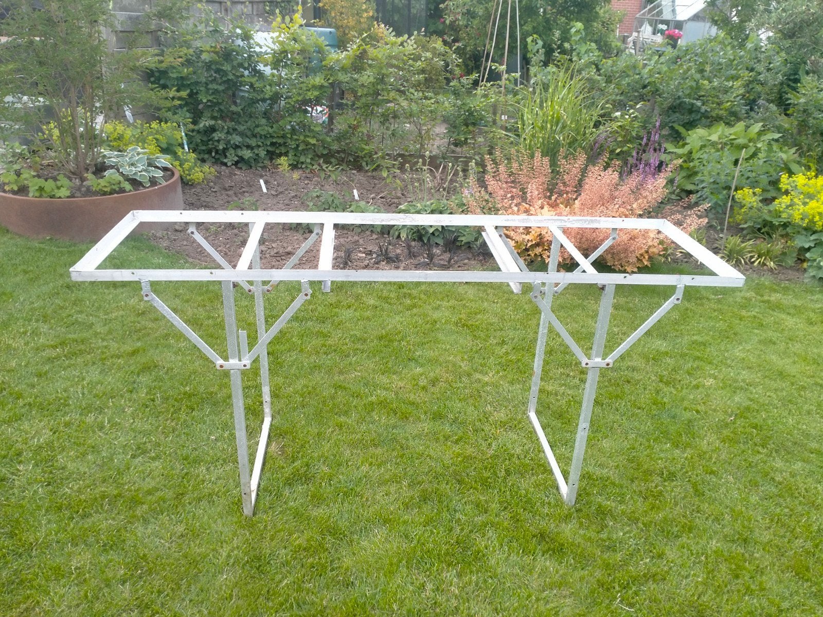 Aluminium onderstel voor opklapbare tafel, nieuw blad nodig, Ophalen, Gebruikt, Rechthoekig, Aluminium