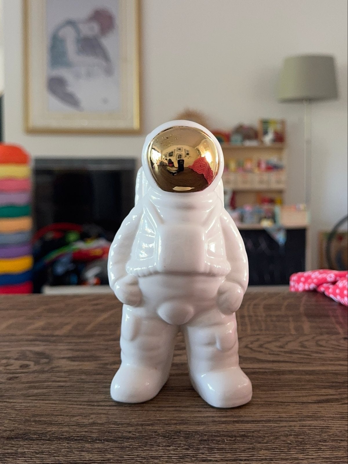 Leuke astronaut vaas/potje - wit met goud, Ophalen of Verzenden, Zo goed als nieuw, Modern, Wit