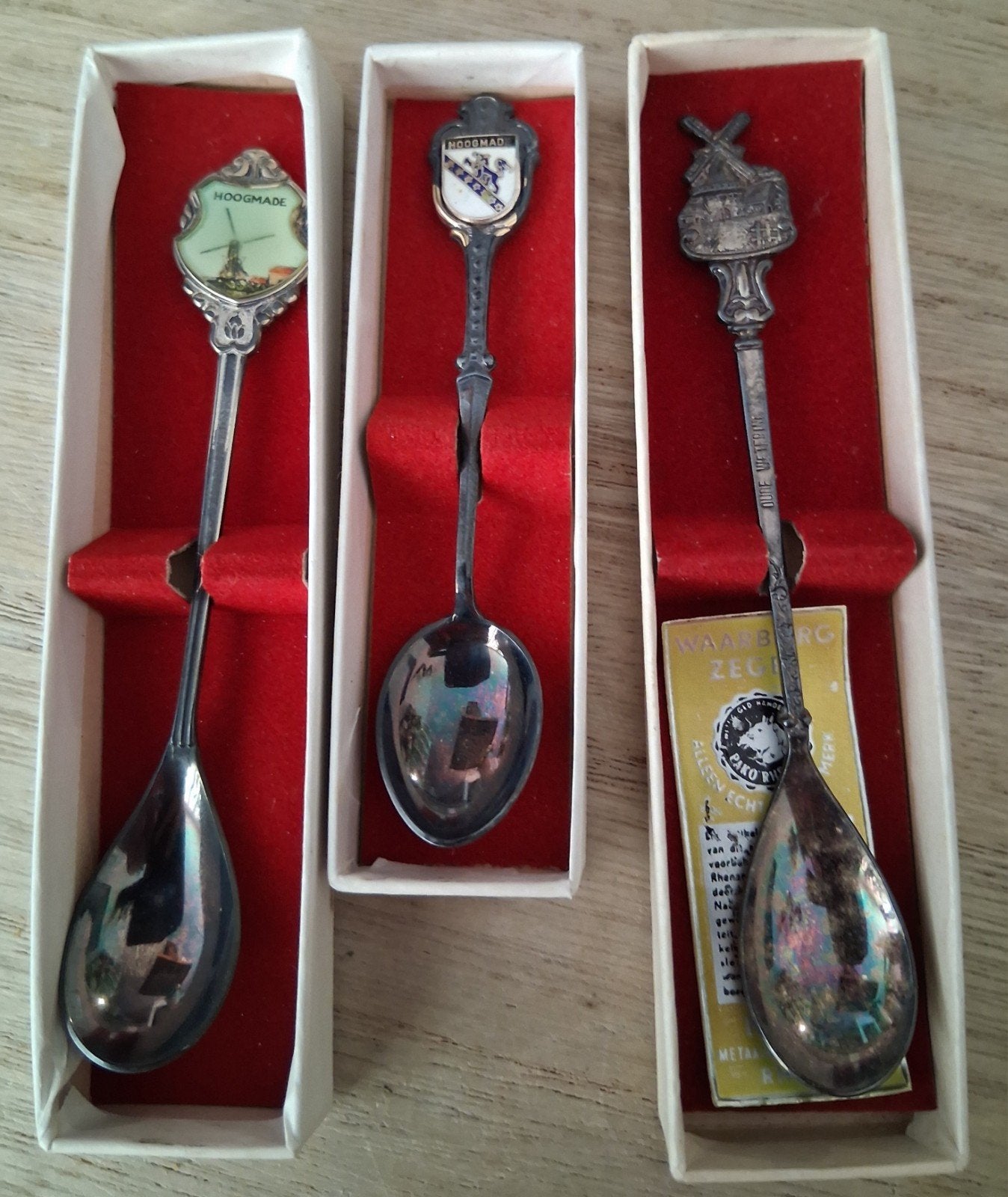 3 verzilverde theelepels - Hoogmade en Oude Wetering, Ophalen of Verzenden