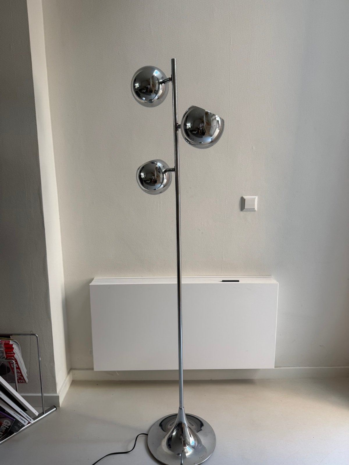 Space Age Eyeball vloerlamp, Gebruikt, E14 (klein), Metaal, 150 tot 200 cm