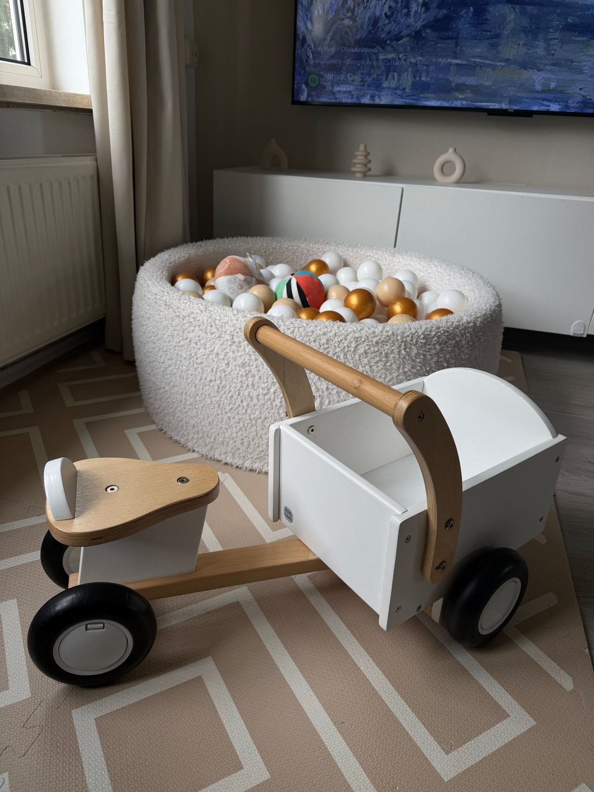 Petite Amélie Houten Loopfiets - Wit - Vanaf 1 jaar, Kinderen en Baby's, Ophalen, Zo goed als nieuw, Loopfiets