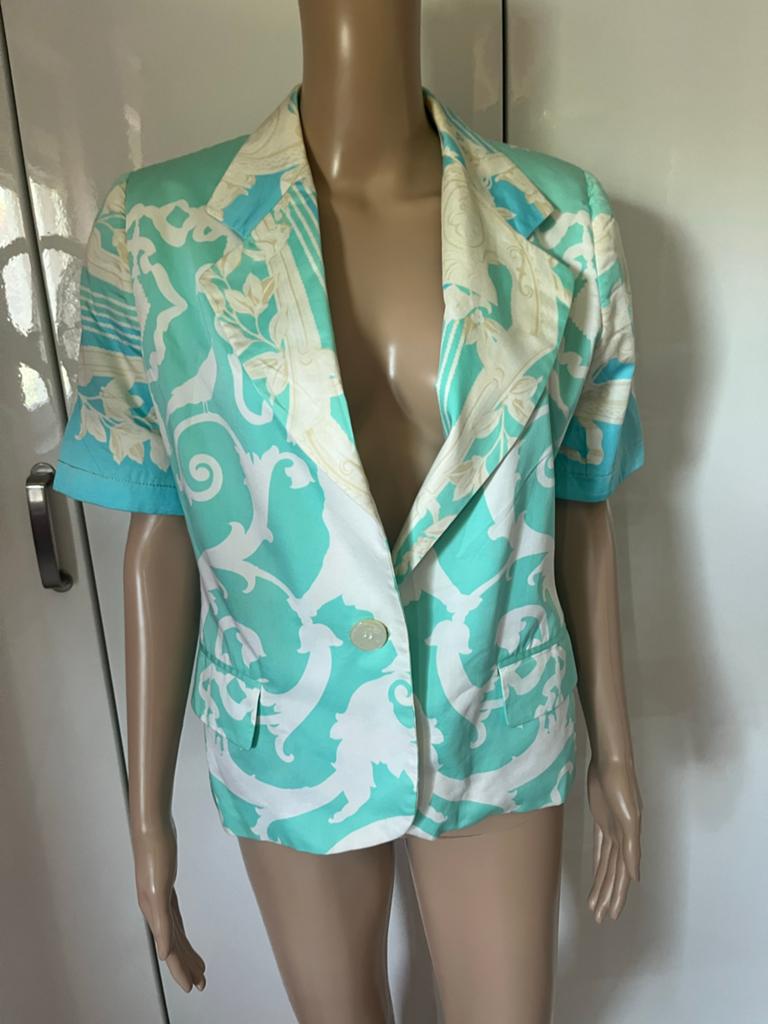 Vintage Ferre Studio 0001 Jasje - Turquoise/Wit, Ophalen of Verzenden, Gedragen, Overige kleuren, Jasje