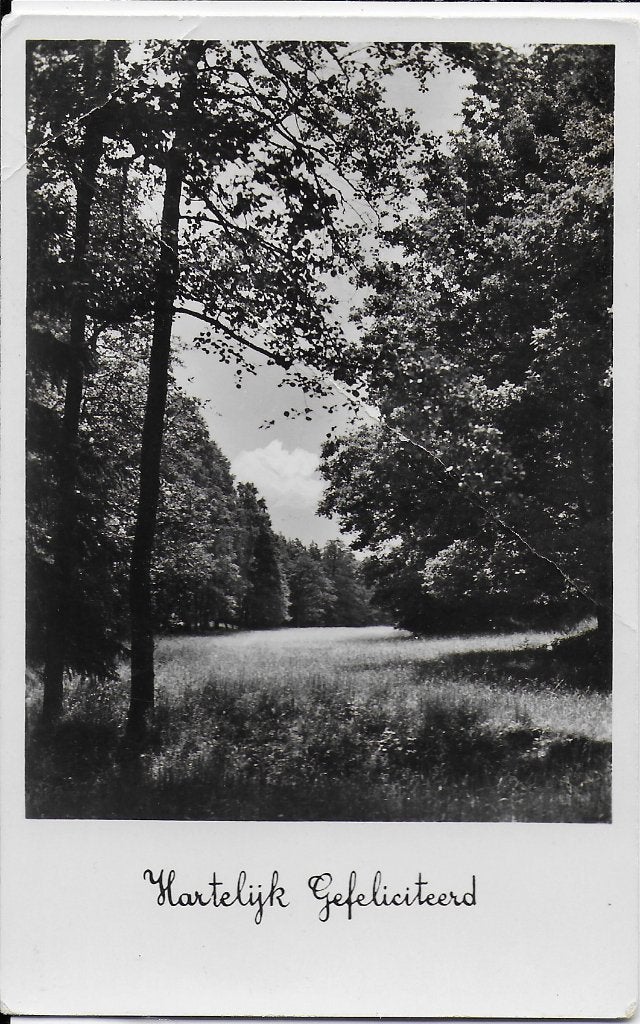 Ae4 Oude gelopen Ansichtkaart Hartelijk Gefeliciteerd 1938, Verzamelen, Ansichtkaarten | Themakaarten, Ophalen of Verzenden, 1960 tot 1980