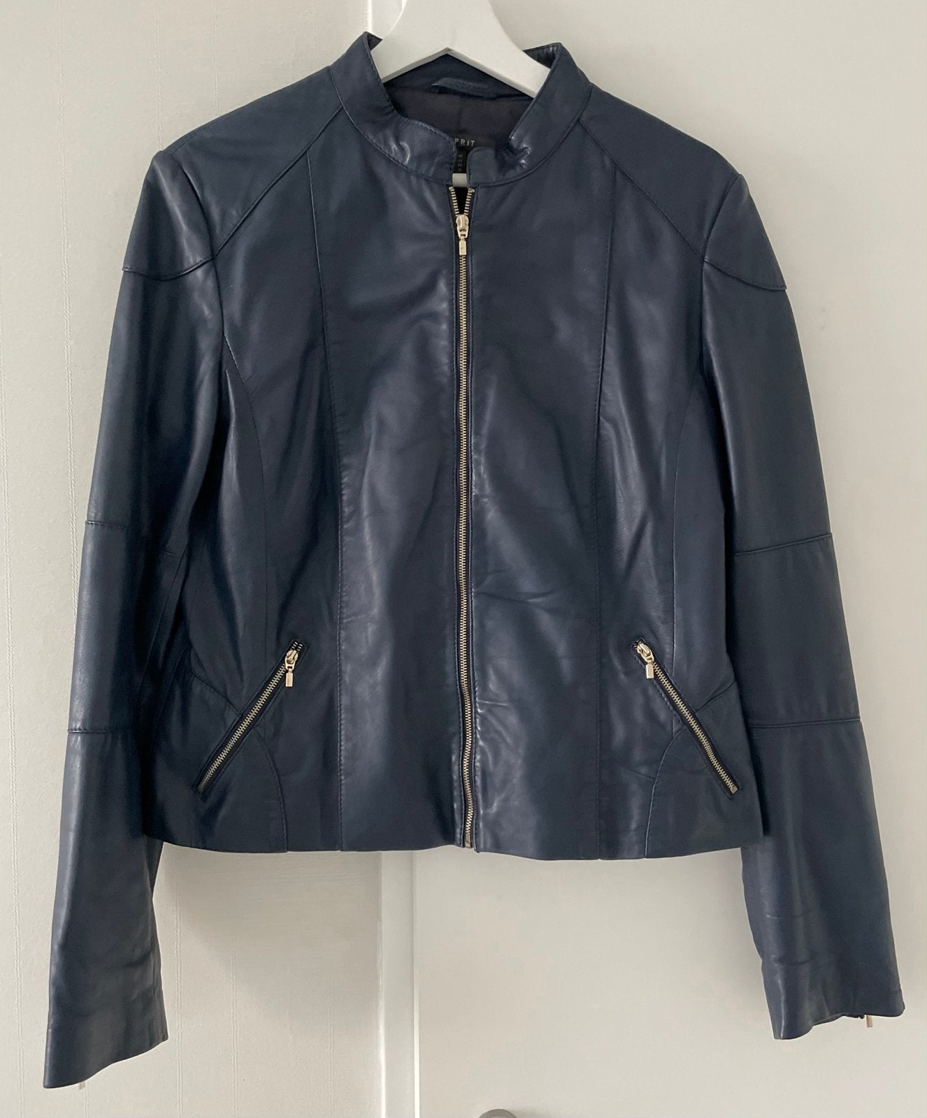 Esprit leren jasje, maat 40, blauw, Ophalen of Verzenden, Gedragen, Maat 38/40 (M), Blauw