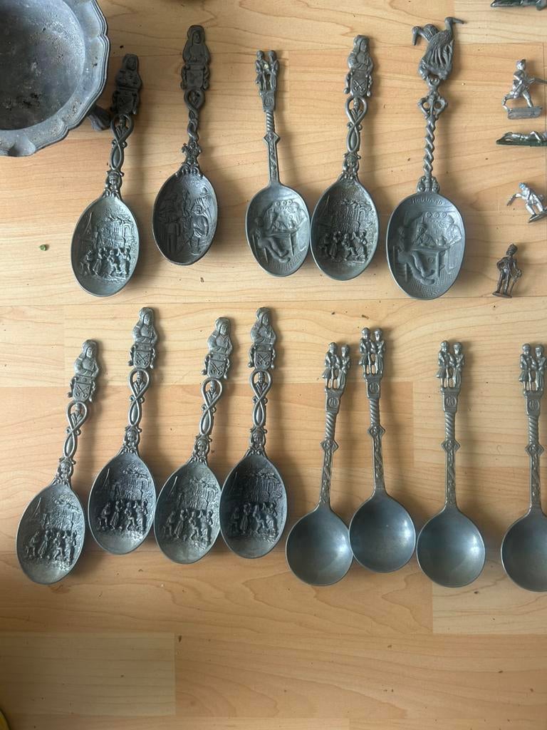 Tin lepels soldaatjes schaaltjes tinner, Antiek en Kunst, Ophalen of Verzenden