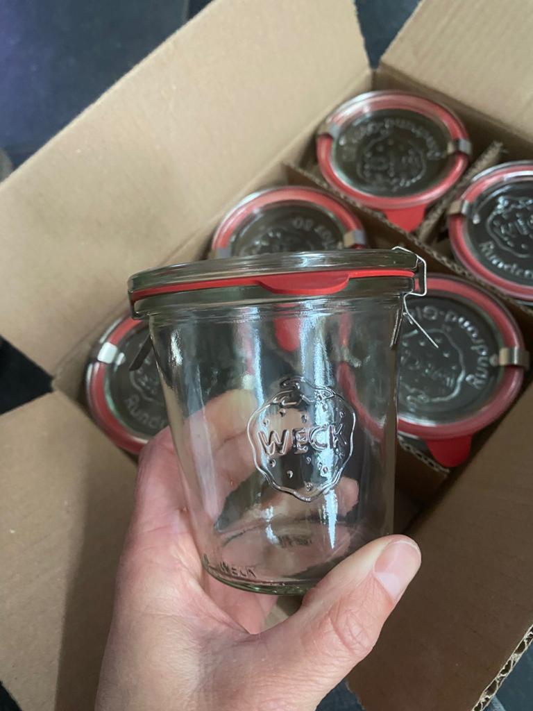 Weckpotten 6 stuks 290ml origineel compleet, Huis en Inrichting, Ophalen of Verzenden, Nieuw, Glas, Pot, Bus of Blik