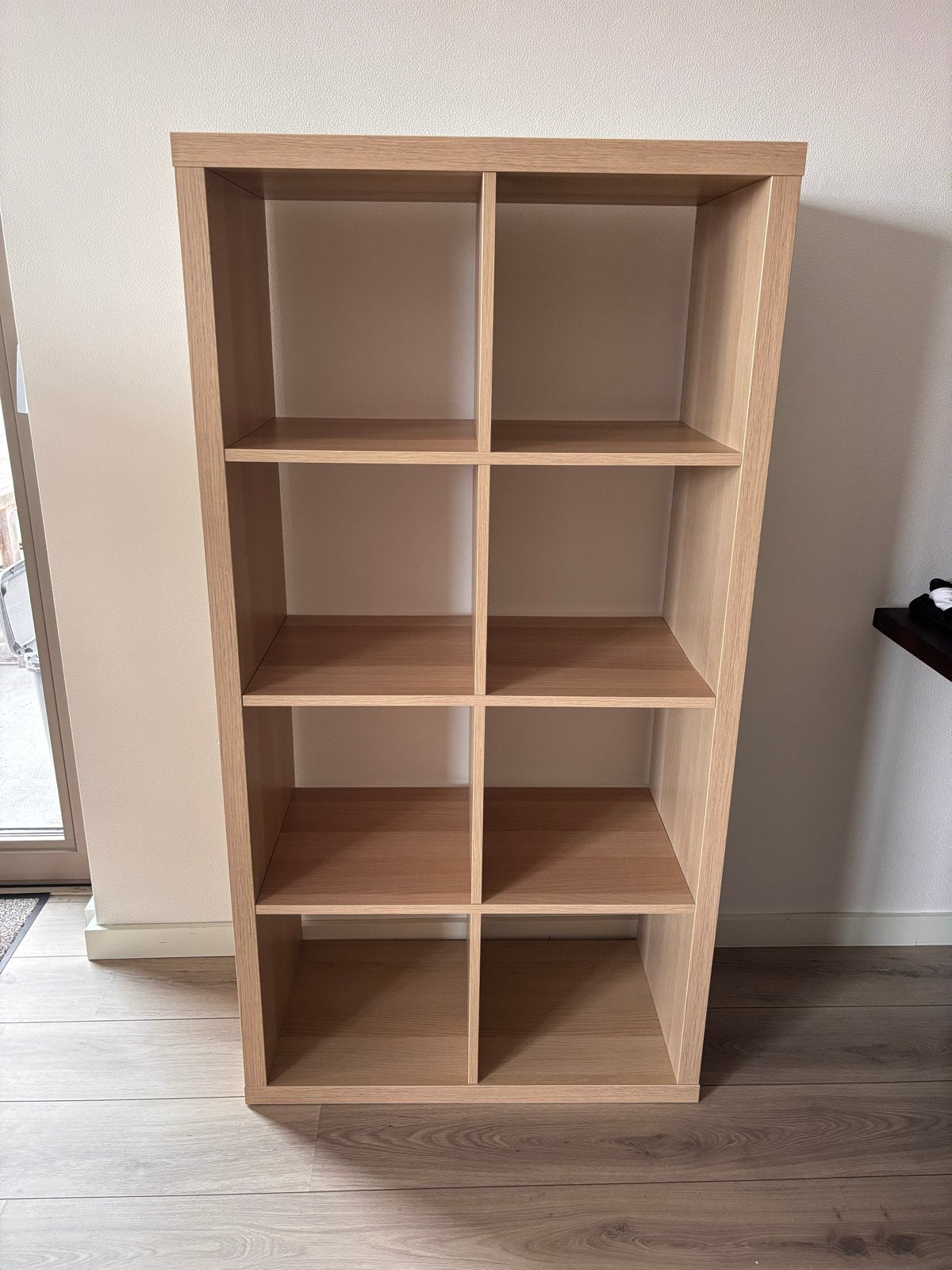 IKEA KALLAX kast 8 vakken – eiken/lichtbruin, Ophalen, Met plank(en), Gebruikt, 100 tot 150 cm