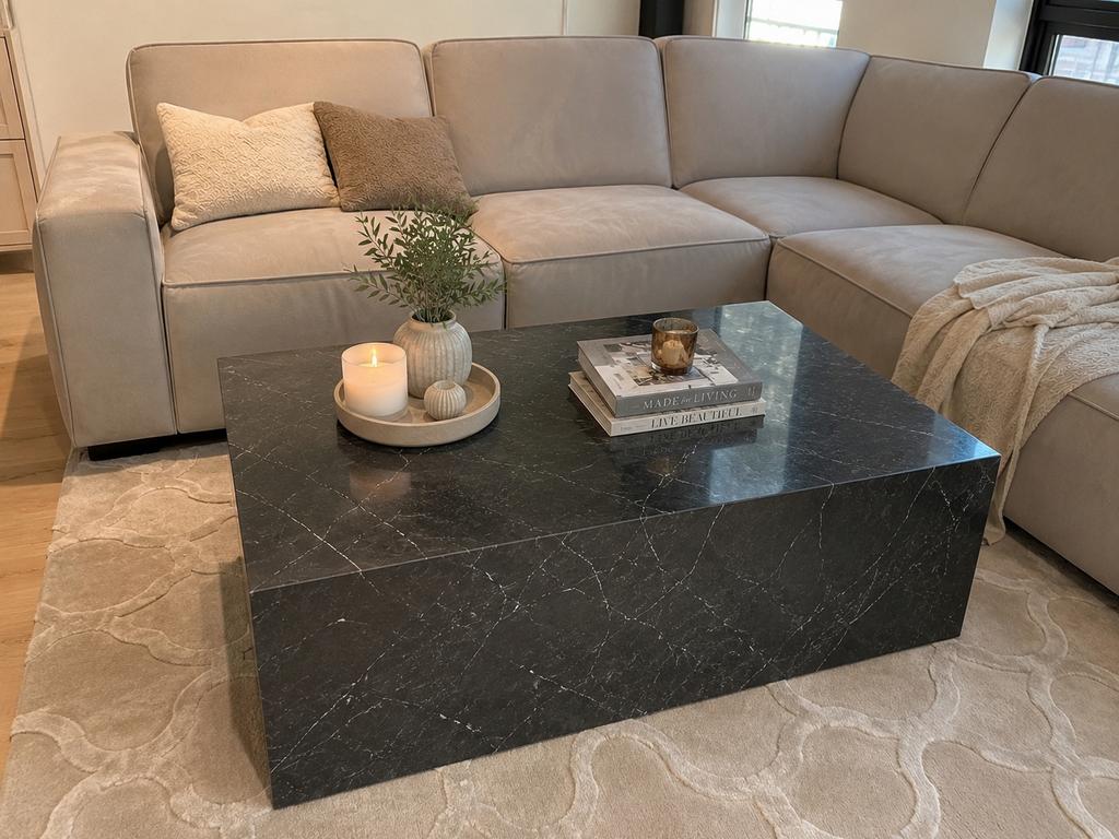 Salontafel zwart marmer/marble, 50 tot 100 cm, Ophalen of Verzenden, Zo goed als nieuw, Minder dan 50 cm