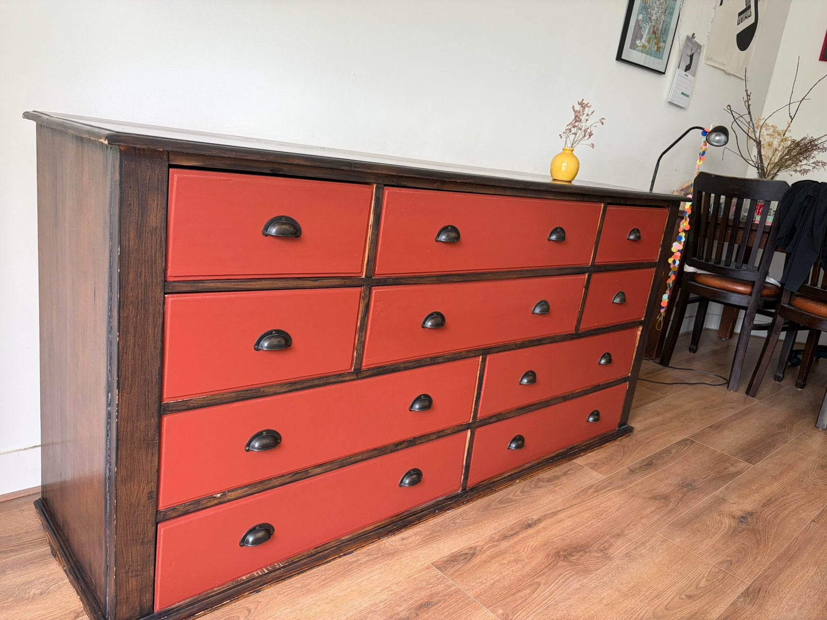 Retro art deco ladekast, Ophalen, 50 tot 100 cm, Zo goed als nieuw, 3 of 4 laden