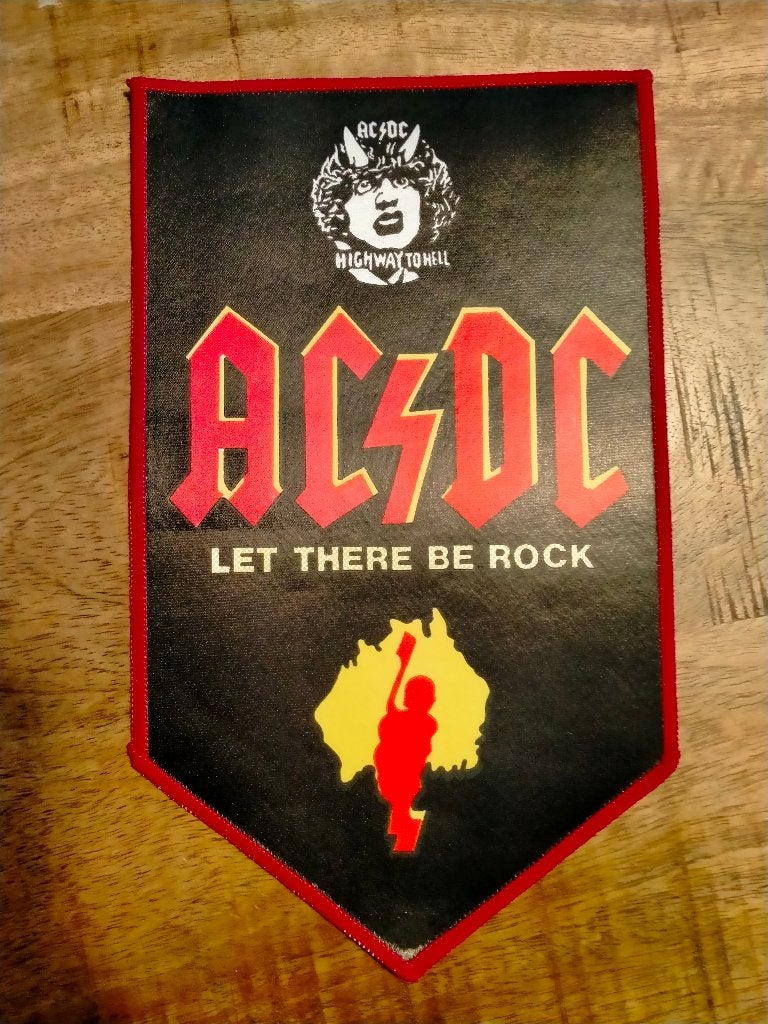 AC DC Let there be Rock Highway to Hell vintage GROTE patch, Ophalen of Verzenden, Zo goed als nieuw, Kleding