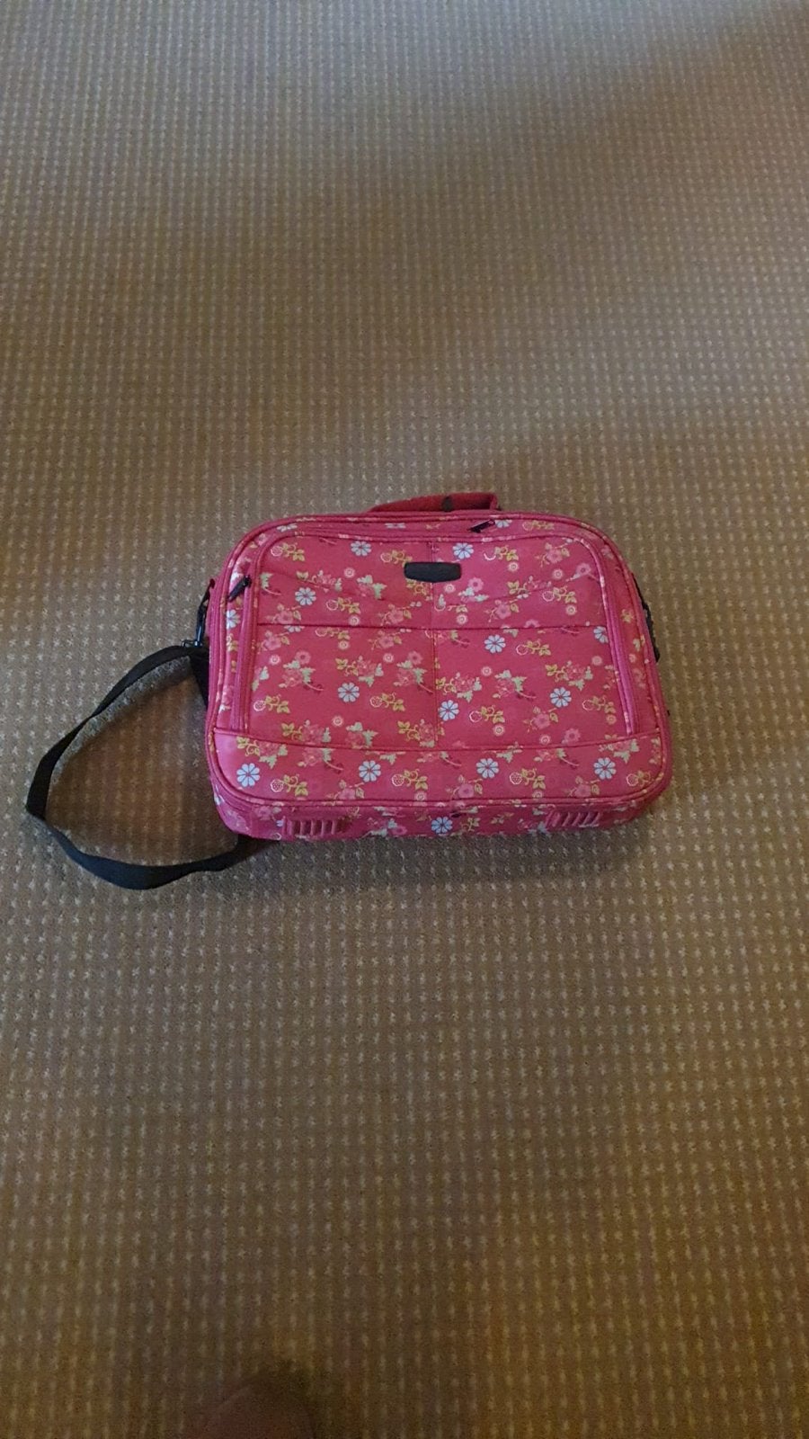 Roze laptoptas met bloemenprint - Zo goed als nieuw, Computers en Software, Laptoptassen, Ophalen of Verzenden, Gebruikt, Overige typen