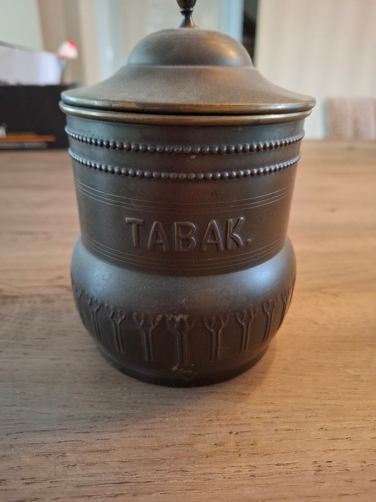 Antieke koperen tabakspot met deksel, Ophalen of Verzenden