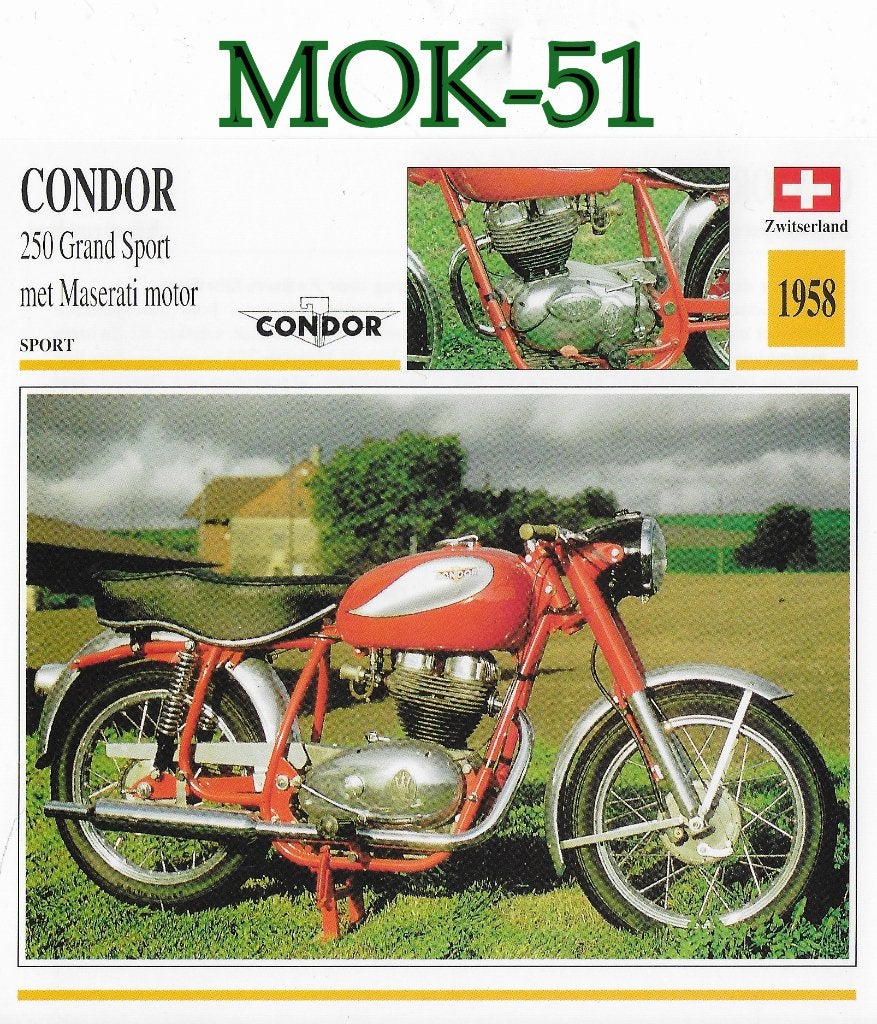 Mok51 motorkaart condor 250 grand sport ( 1958) -, Ophalen of Verzenden, Zo goed als nieuw, Auto's
