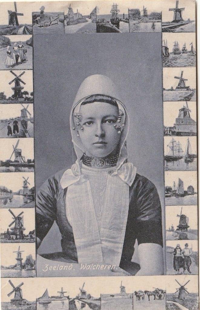 Klederdracht Walcheren met molens, Ophalen of Verzenden, Gelopen, Zeeland