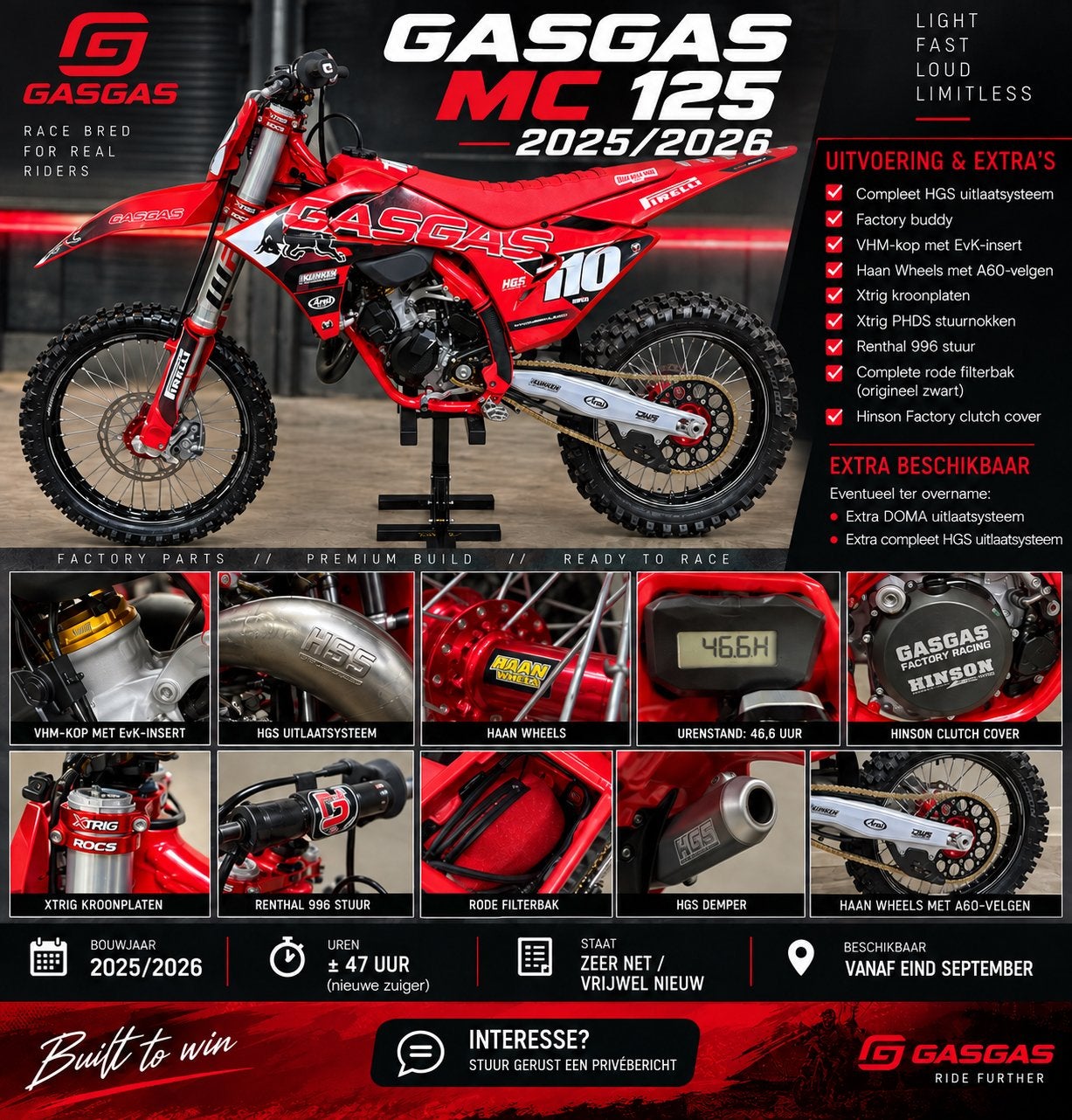 GasGas MC 125 2025/2026 - Premium Build Crossmotor, Particulier, Gebruikt, Crossmotor