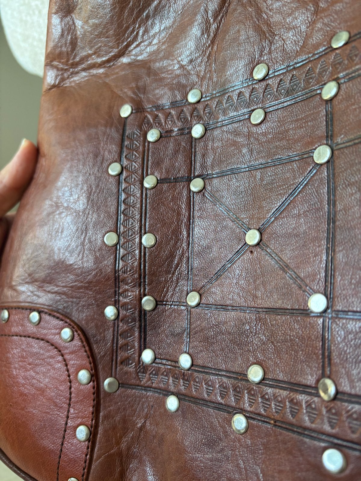 Echt leren tas uit Marrakech, Sieraden, Tassen en Uiterlijk, Tassen | Damestassen, Ophalen, Gebruikt, Bruin, Schoudertasje