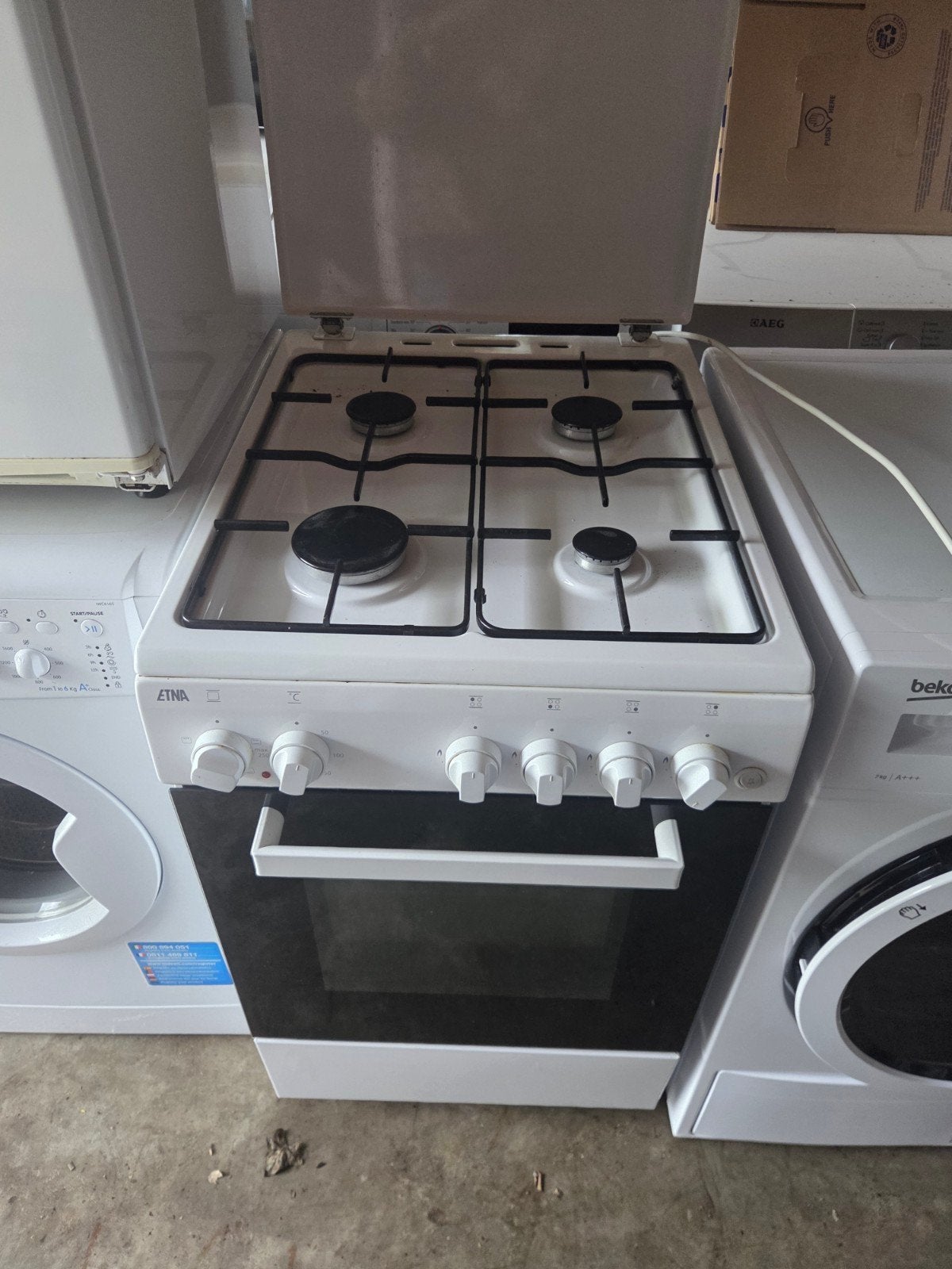 Etna FGV150WIT Gasfornuis met Oven - Wit, Ophalen, Gebruikt, 4 kookzones, Gas