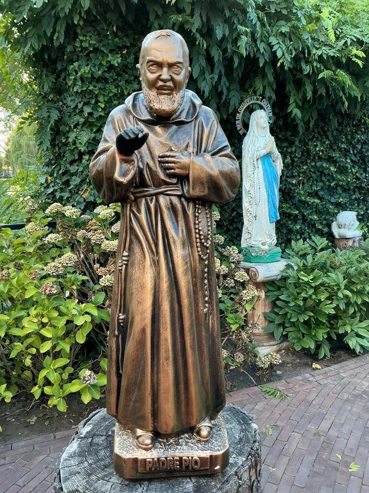Groot Spaans Padre Pio beeld ❤️ gips met brons effect, Ophalen