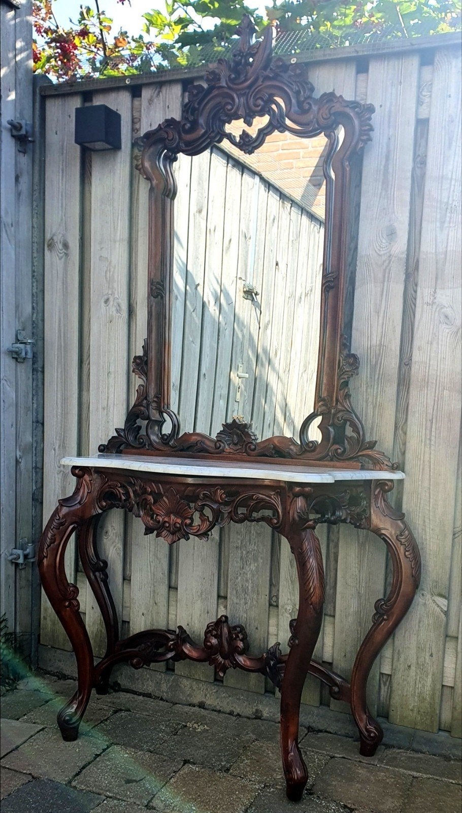 Klassieke spiegel en console set - Marmer & Hout