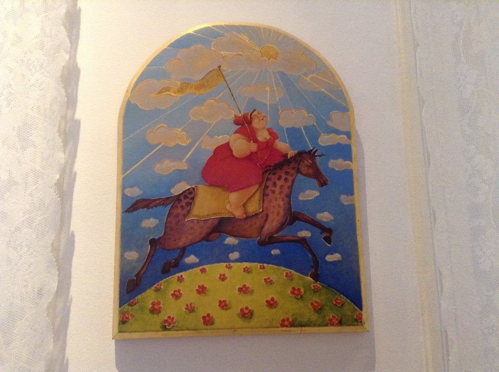 Ada breedveld schilderij olieverf met bladgoud, Ophalen, Figuren, Hout, Olieverf