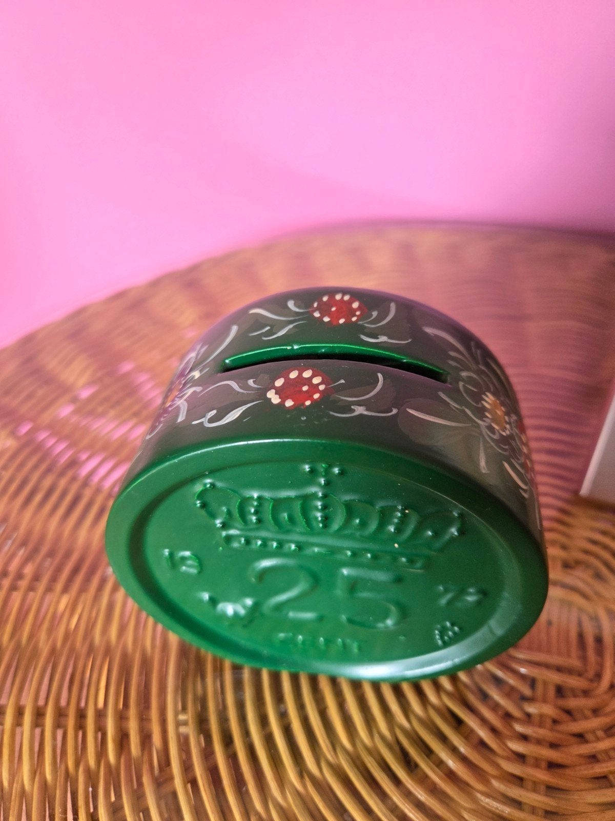 Vintage Hindeloopen Stijl Spaarpot – "Kwartje" (1973), Ophalen, Zo goed als nieuw, Steen, Aardewerk of Keramiek, Overige thema's