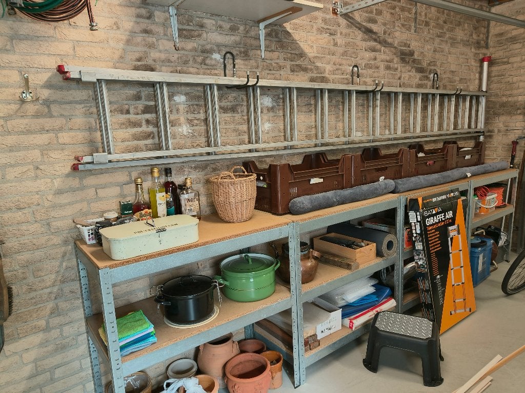 Uitschuifbare aluminium ladder 2x14 treden, 2x4m, Ophalen, Gebruikt, Ladder, Opvouwbaar of Inschuifbaar