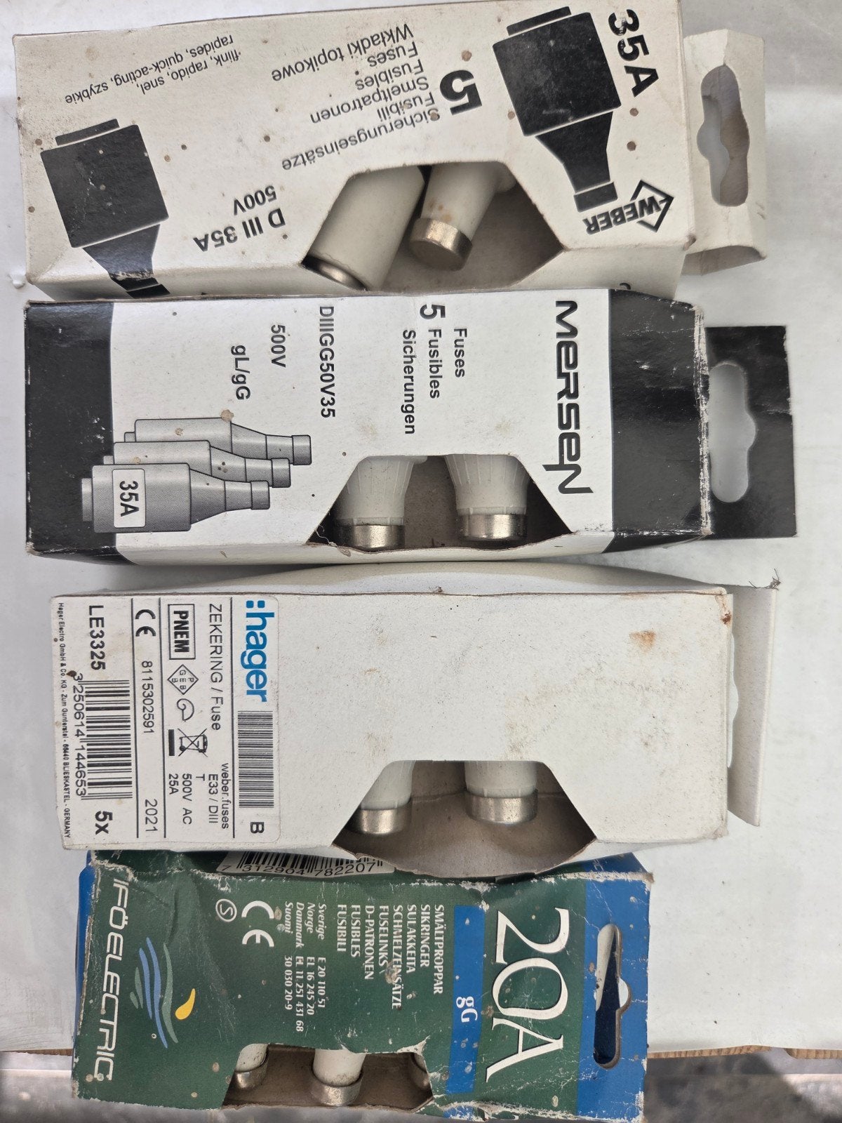 Diverse Zekeringen: Mersen, Hager, Ifö Electric (20A, 35A), Doe-het-zelf en Verbouw, Elektra en Kabels, Ophalen of Verzenden, Nieuw