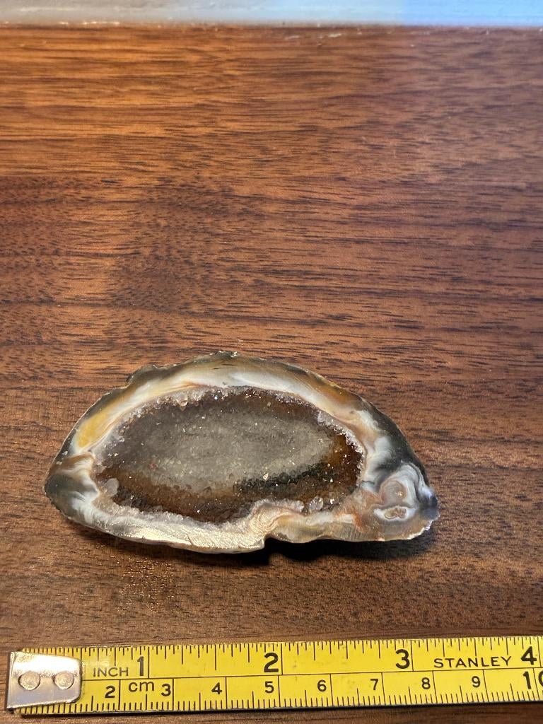 Gepolijste geode‑schijf – kristallen kern – ca. 7 cm, Ophalen of Verzenden, Nieuw