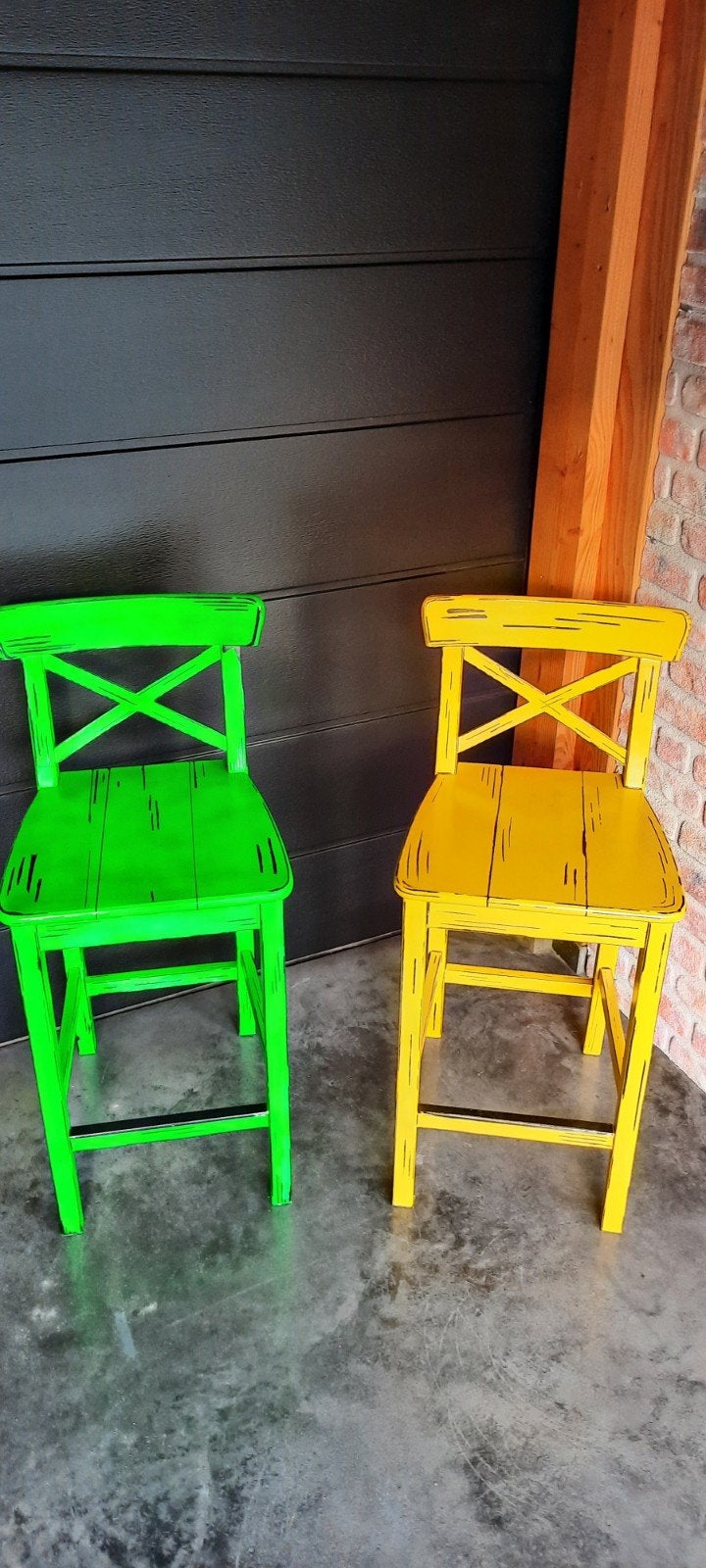2x IKEA Ingolf krukken - Groen & Geel (63,5 cm zithoogte), Ophalen