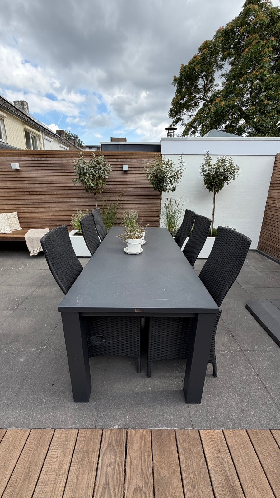 Bellagio Lagundo tuintafel met 6 verstelbare tuinstoelen, Ophalen, Zo goed als nieuw, Aluminium