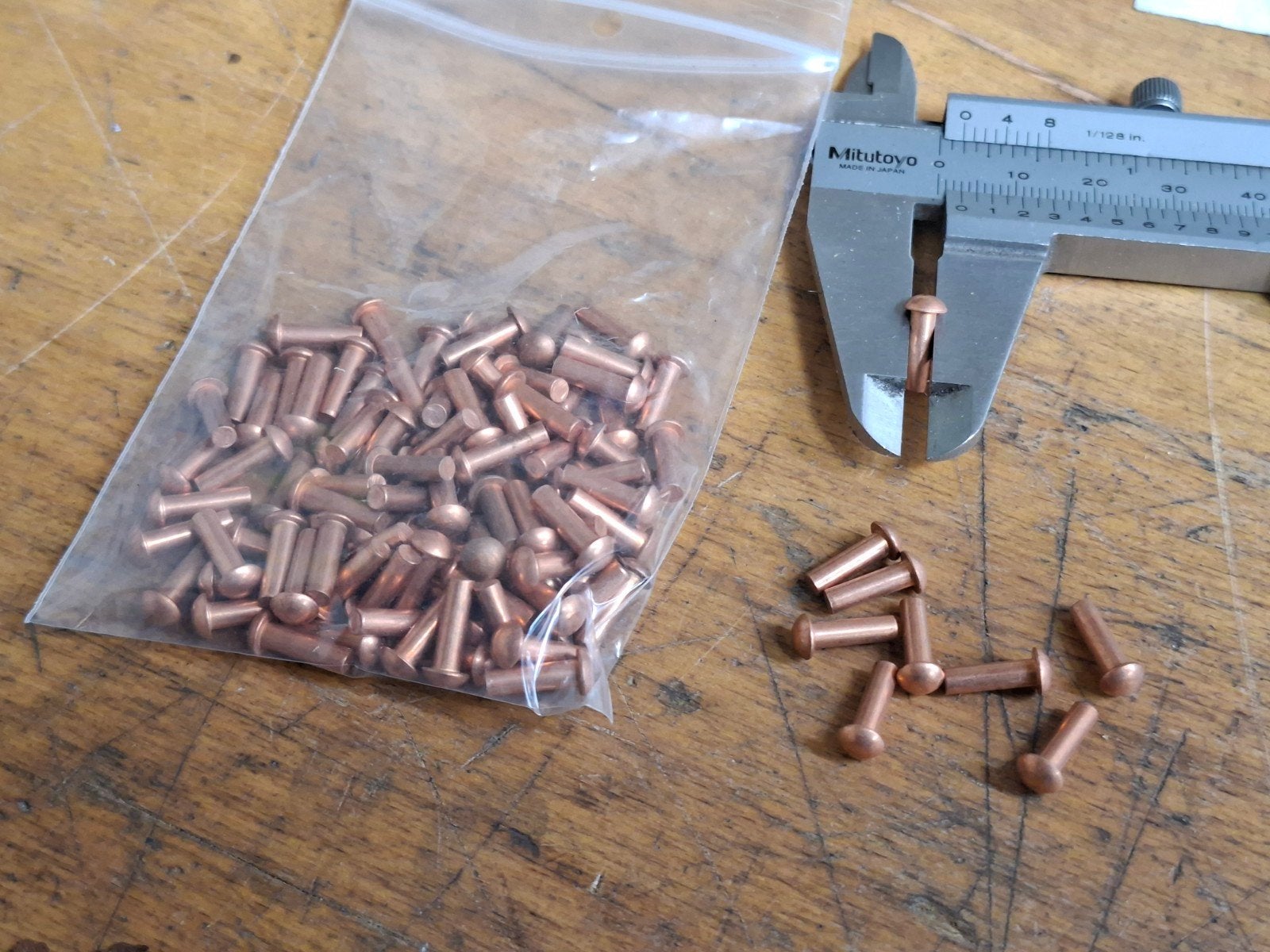 Bolkop klinknagels koper ø3x10, Ophalen of Verzenden, Nieuw, Minder dan 50 mm