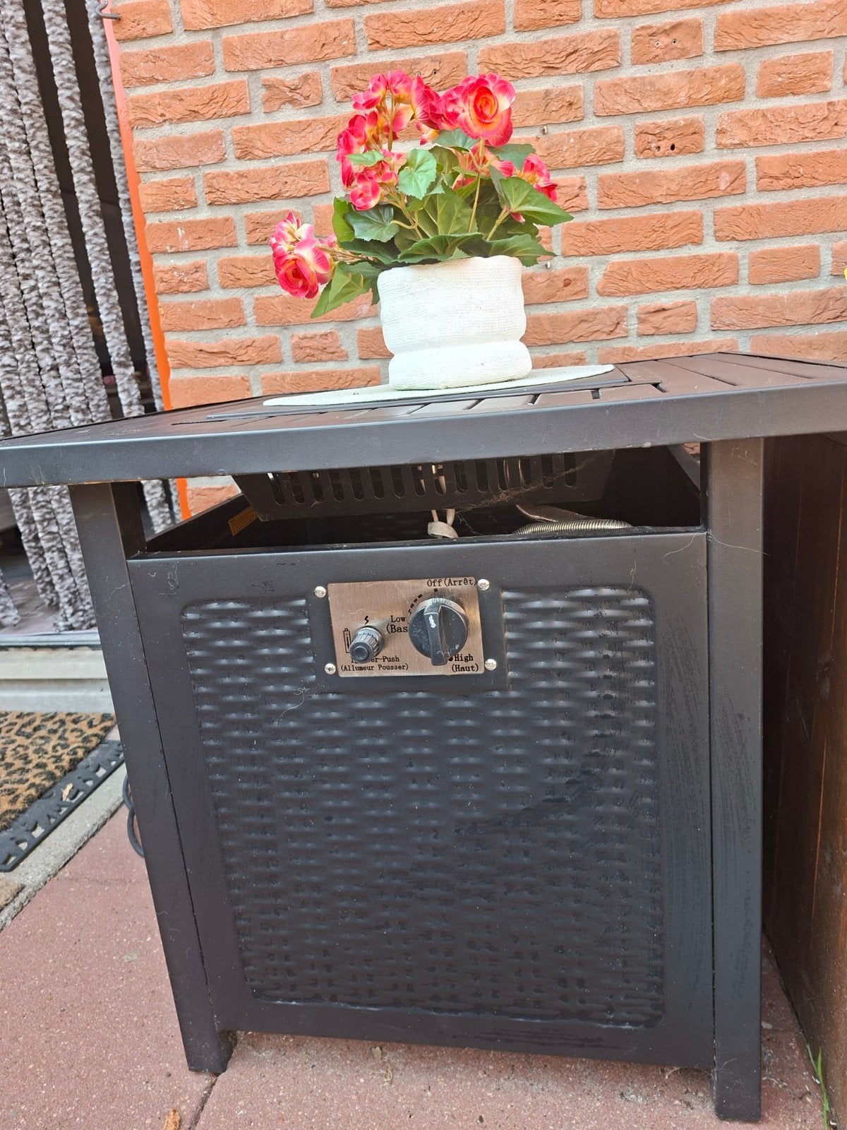 Zwarte vuurtafel/lounge tafel met gasbrander, Ophalen, Gebruikt