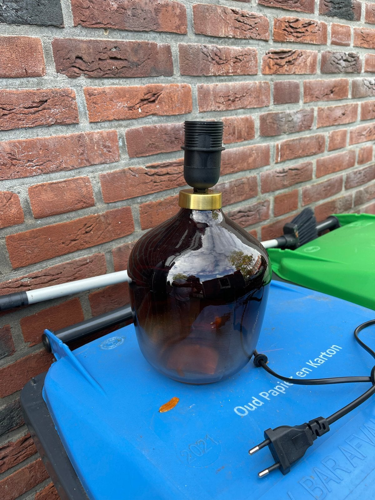 Gebruikte Tafellamp - Bruin Glas, Bruin, Ophalen of Verzenden, Gebruikt, Glas
