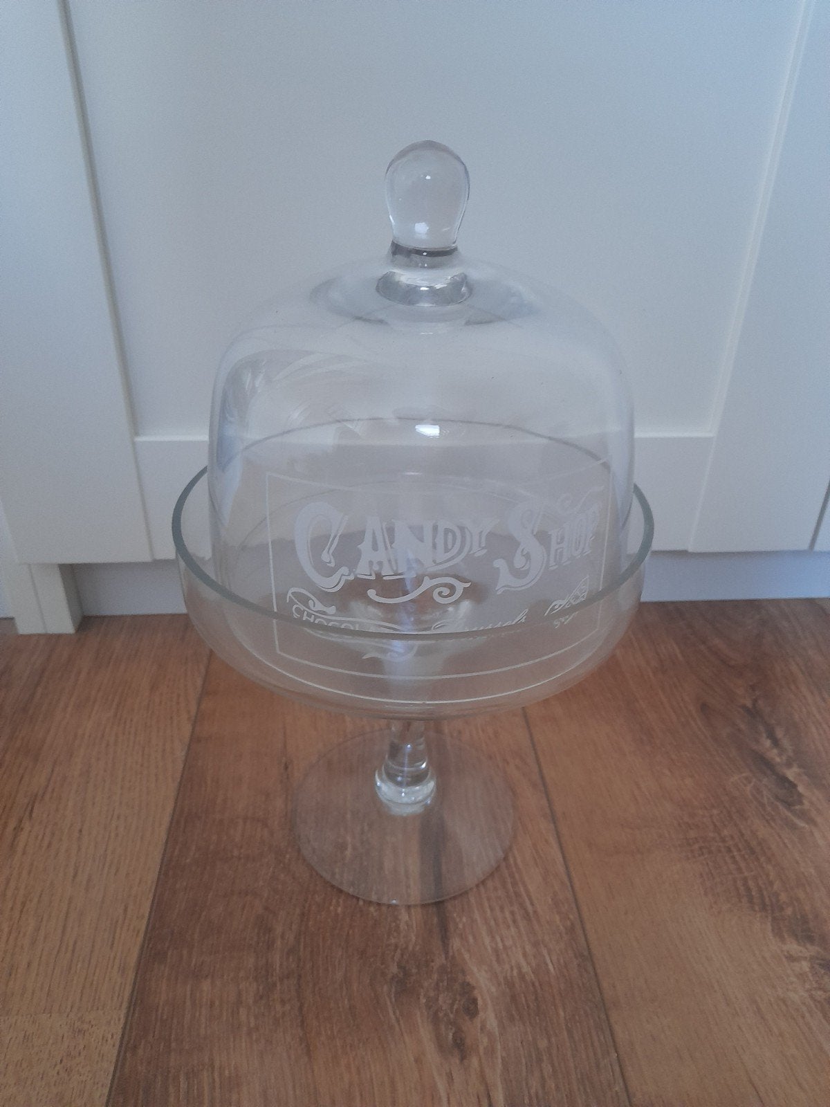 Glazen etagere met stolp 'Candy Shop' - 19x30cm, Ophalen, Zo goed als nieuw, Glas