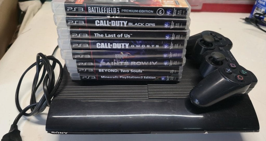 playstation 3 met controller en 8 spellen, Spelcomputers en Games, Ophalen, Met 1 controller, Slim, Gebruikt